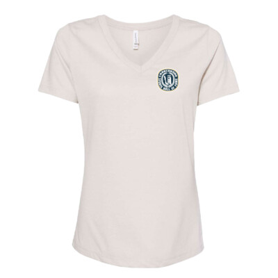 Chautauqua Sports Hall of Fame – Bella Ladies V-Neck Short Sleeve Shirt – Digital Print – Heather Dust product image