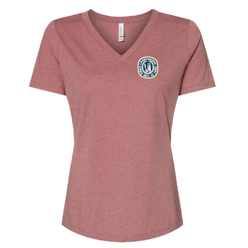 Chautauqua Sports Hall of Fame - Bella Ladies V-Neck Short Sleeve Shirt - Digital Print - Heather Mauve