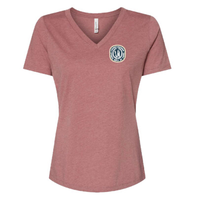 Chautauqua Sports Hall of Fame – Bella Ladies V-Neck Short Sleeve Shirt – Digital Print – Heather Mauve product image