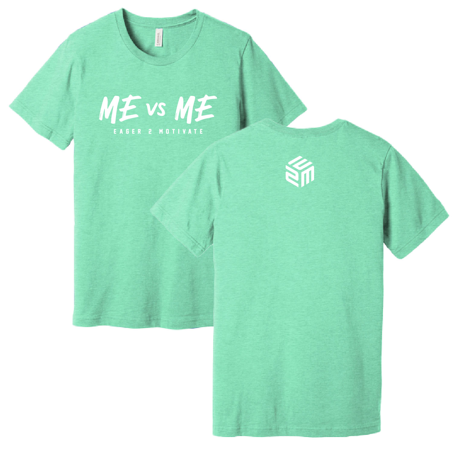 E2M – Cotton Short Sleeve Shirt – Heather Prism Mint product image