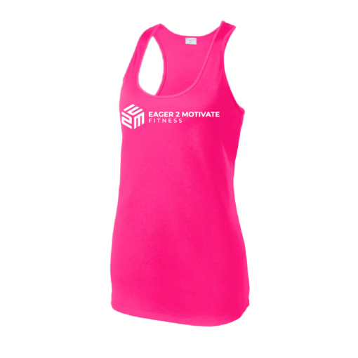 E2M - Poly Racerback Tank -Neon Pink - Image 3