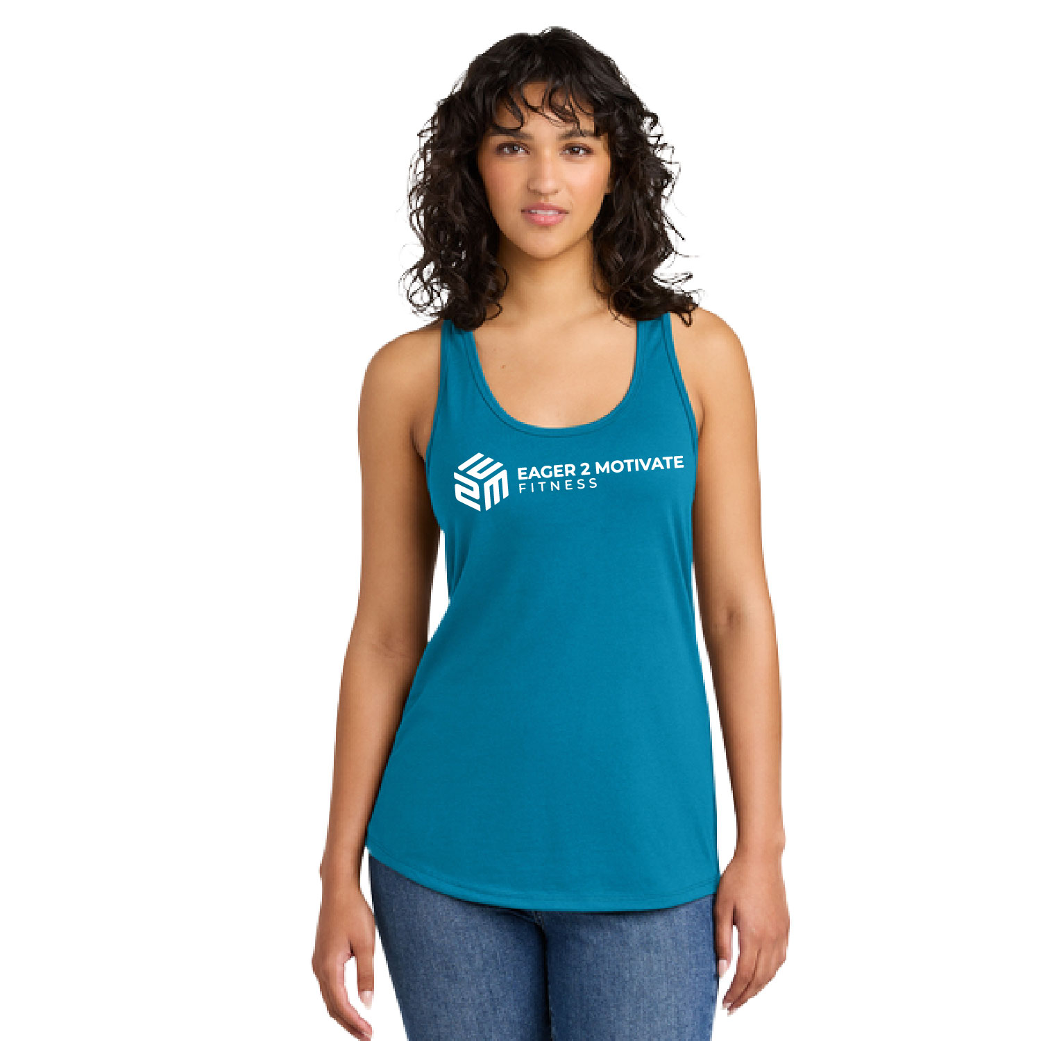 E2M – Cotton Racerback Tank – Turquoise product image