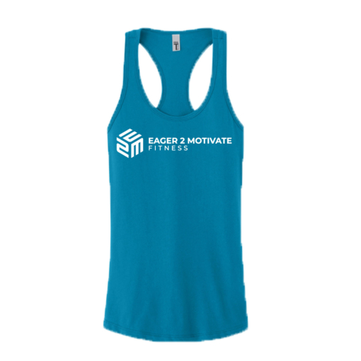 E2M - Cotton Racerback Tank - Turquoise - Image 3