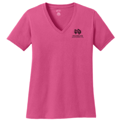 Stateline Draft Club – Ladies V-Neck Cotton Short Sleeve Shirt – Sangria product image