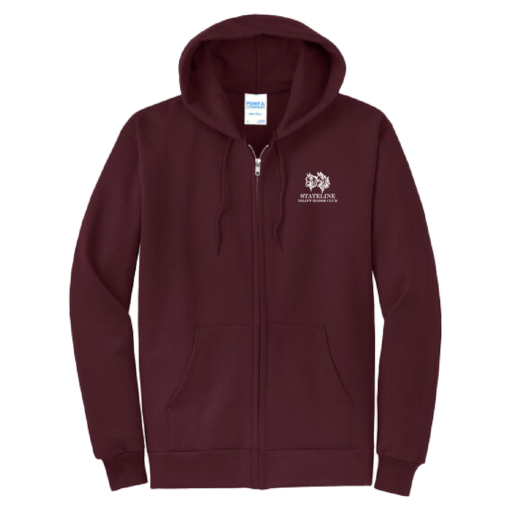 Stateline Draft Club - Fleece Full-Zip Hooded Sweatshirt - Maroon