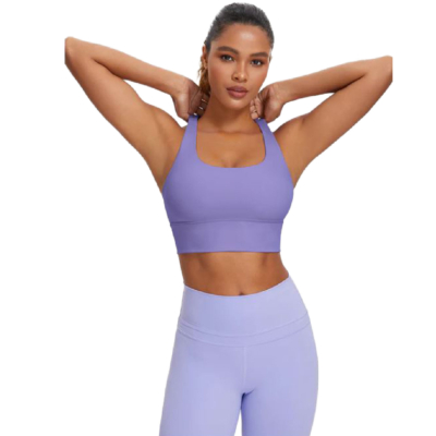 BLANK Activewear- Nakedfeel Strappy Longline Bra Criss Cross Back – Lavender product image