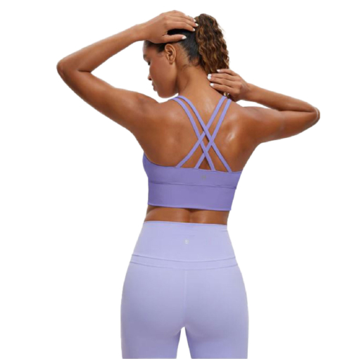 BLANK Activewear- Nakedfeel Strappy Longline Bra Criss Cross Back - Lavender - Image 2