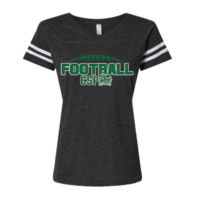 CSP Football - Ladies Football V Neck Jersey T-Shirt - Dark Grey / White