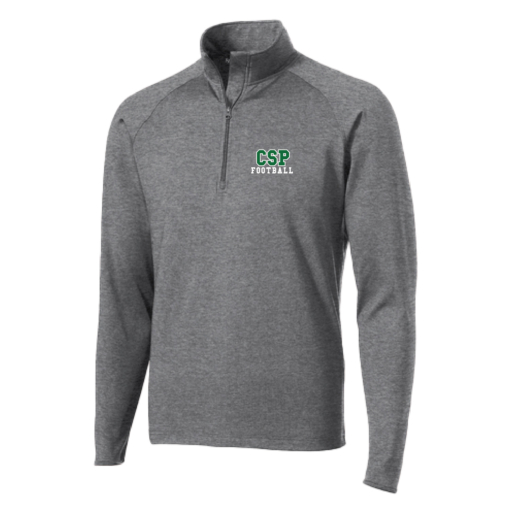 CSP Football - Poly Spandex Quarter Zip Charcoal Heather- EMBROIDERED