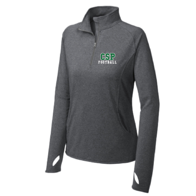CSP Football – Ladies Poly Spandex Quarter Zip Charcoal Heather- EMBROIDERED product image