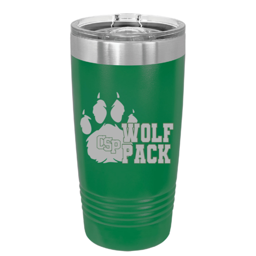 CSP Wolfpack Mini Football- 20 Oz Green Tumbler - Engraved