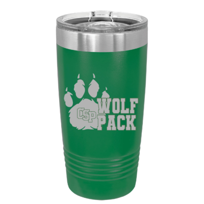 CSP Wolfpack Mini Football- 20 Oz Green Tumbler – Engraved product image