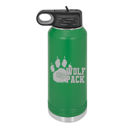 CSP Wolfpack Mini Football- 32 Oz Water Bottle – Green Engraved product image