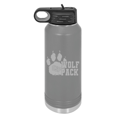 CSP Wolfpack Mini Football- 32 Oz Water Bottle – Dark Gray Engraved product image