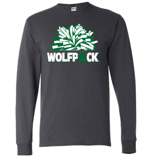 CSP Wolfpack Mini Football- Cotton Long Sleeve Shirt-Charcoal - Image 2