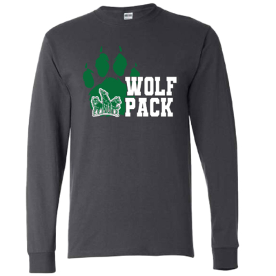 CSP Wolfpack Mini Football- Cotton Long Sleeve Shirt-Charcoal product image