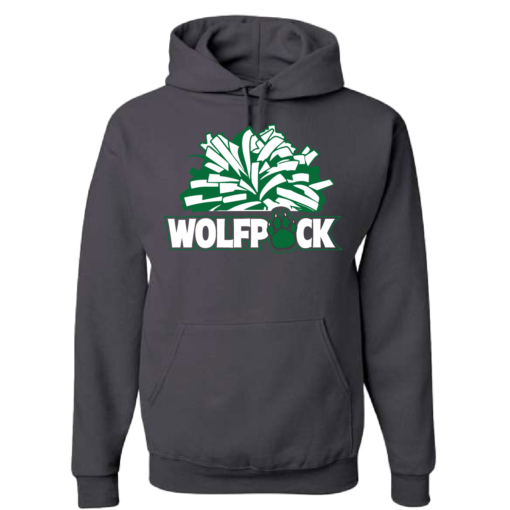 CSP Wolfpack Mini Football- Cotton Hooded Sweatshirt- Charcoal - Image 2
