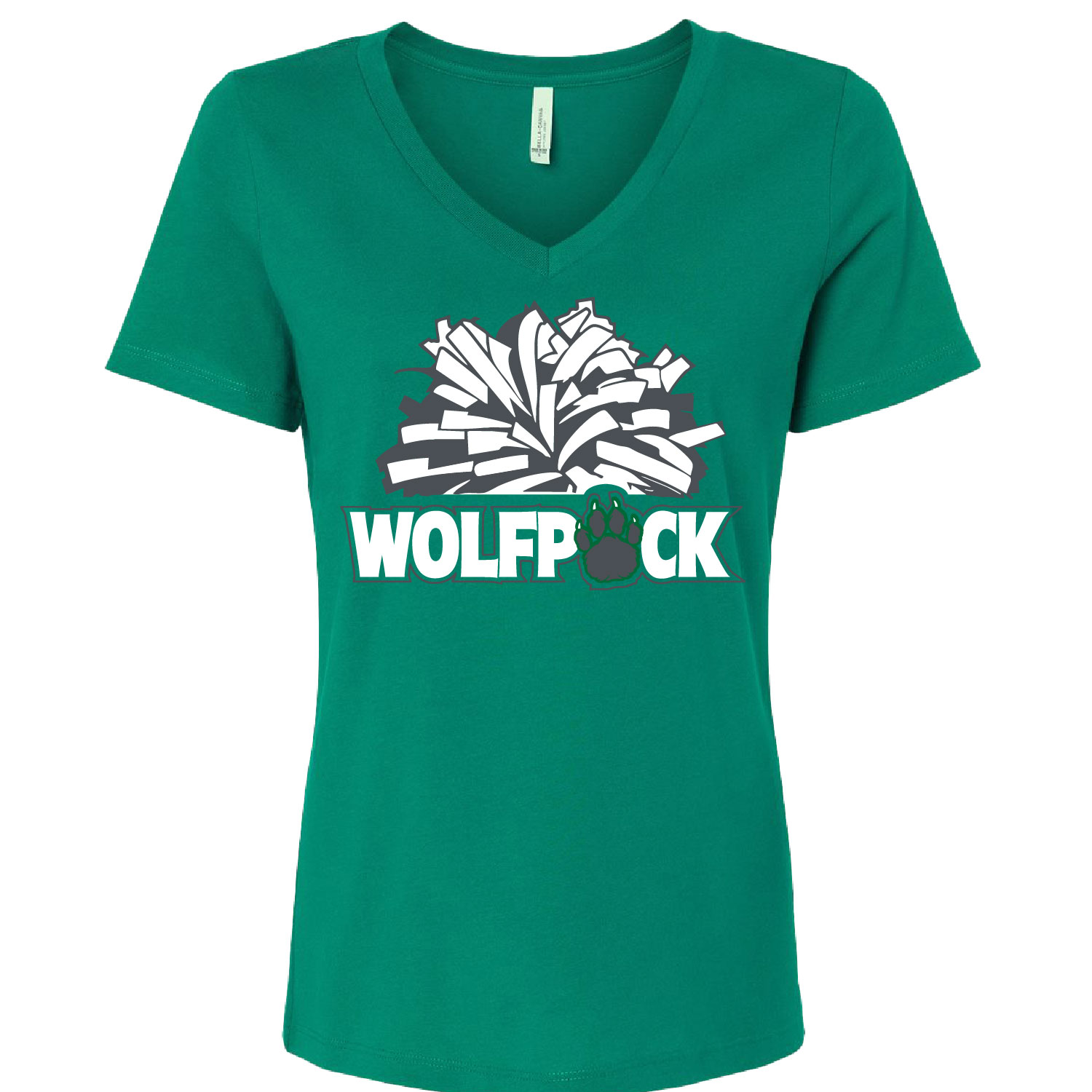 CSP Wolfpack Mini Football- Ladies Vneck Short Sleeve Shirt – Kelly product image