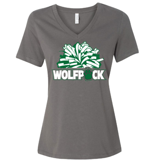 CSP Wolfpack Mini Football- Ladies Vneck Short Sleeve Shirt - Ashphalt - Image 2