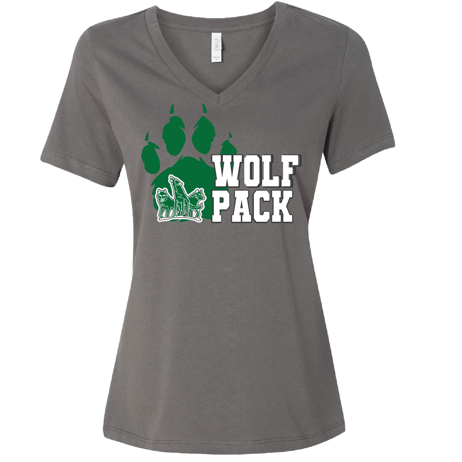 CSP Wolfpack Mini Football- Ladies Vneck Short Sleeve Shirt – Ashphalt product image