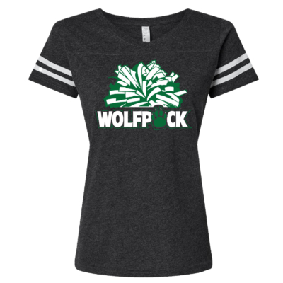 CSP Wolfpack Mini Football- Ladies LAT Football V Neck Jersey Short Sleeve Shirt – Dark Gray / White product image