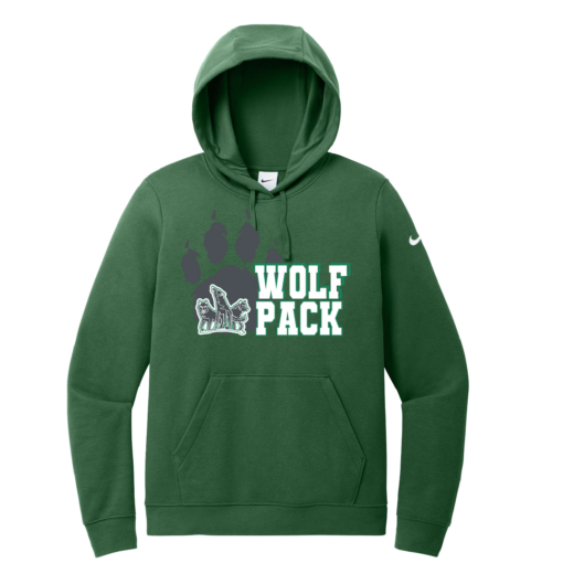 CSP Wolfpack Mini Football- Ladies Nike Club Cotton Hooded Sweatshirt - Gorge Green - Image 2