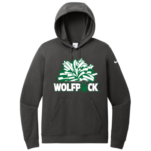 CSP Wolfpack Mini Football- Ladies Nike Club Cotton Hooded Sweatshirt - Anthracite - Image 2