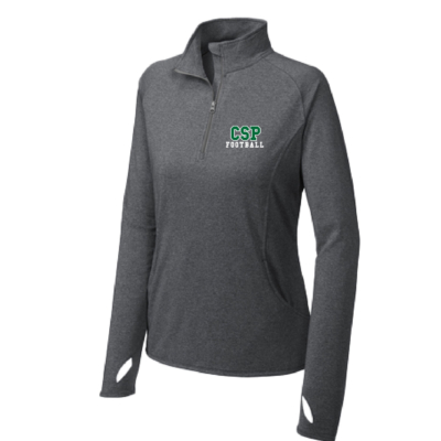 CSP Wolfpack Mini Football- Women’s Poly Spandex Quarter Zip Embroidered-Charcoal Heather product image