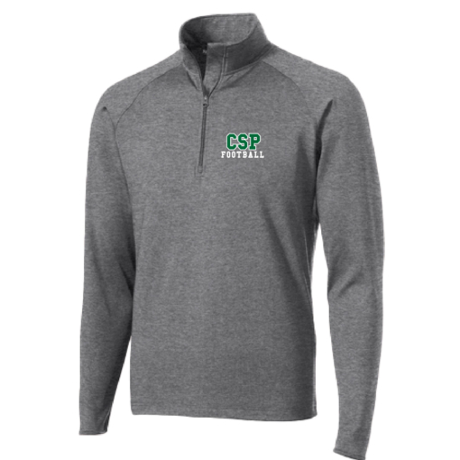 CSP Wolfpack Mini Football- Men's Poly Spandex Quarter Zip Embroidered-Charcoal Heather