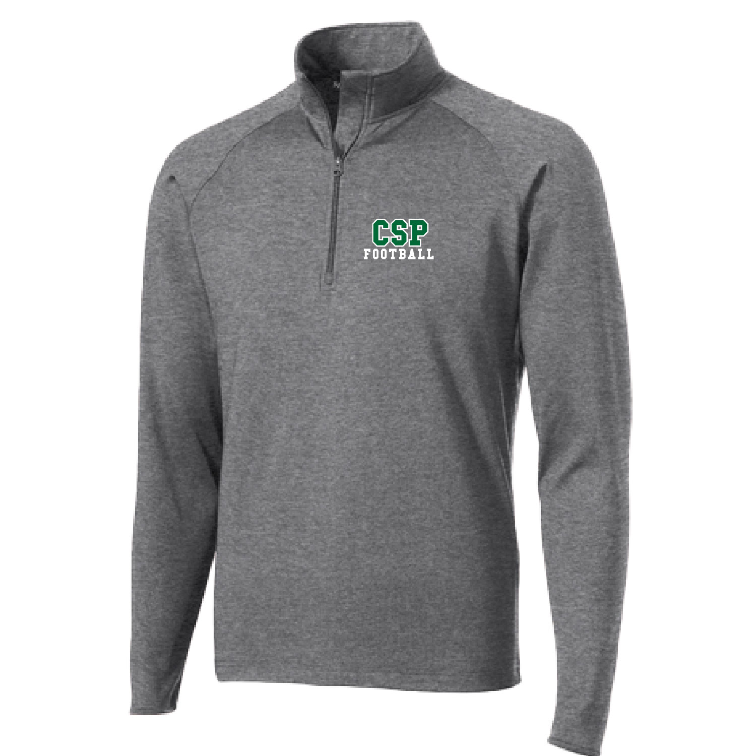 CSP Wolfpack Mini Football- Men’s Poly Spandex Quarter Zip Embroidered-Charcoal Heather product image
