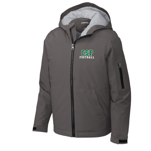 CSP Wolfpack Mini Football- Insulated / Waterprooof Hooded Jacket - Graphite EMBROIDERED - Image 2