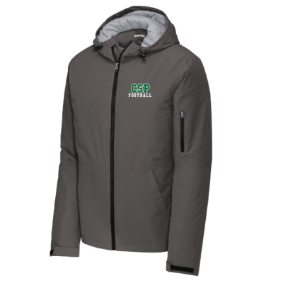 CSP Wolfpack Mini Football- Insulated / Waterprooof Hooded Jacket – Graphite EMBROIDERED product image