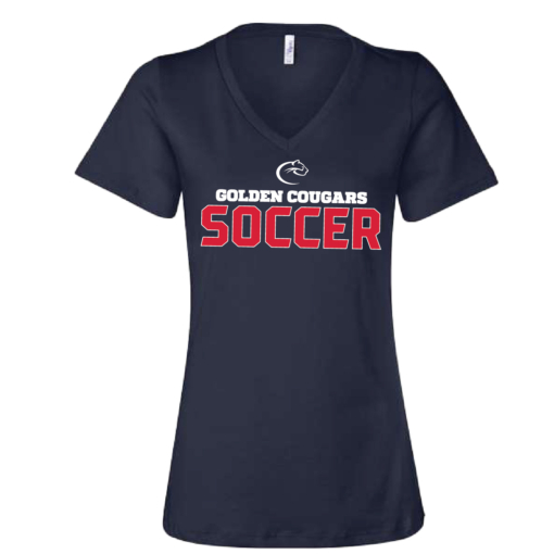Golden Cougars Soccer - Ladies V-neck Short Sleeve Shirt - Image 3