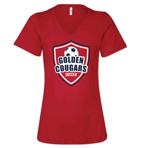 Golden Cougars Soccer - Ladies V-neck Short Sleeve Shirt - Image 4