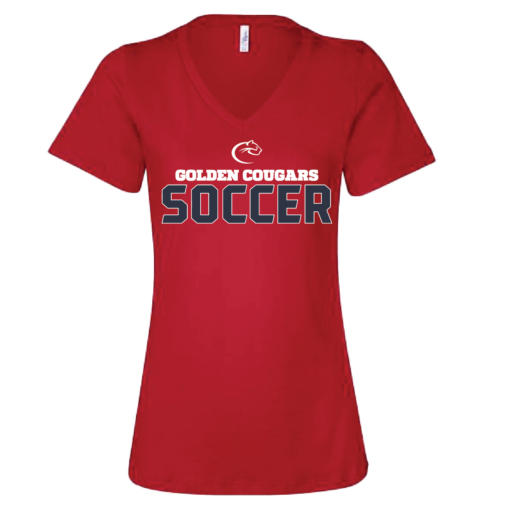 Golden Cougars Soccer - Ladies V-neck Short Sleeve Shirt - Image 2