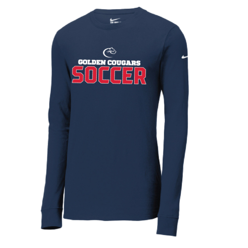 Golden Cougars Soccer NIKE DriFit Cotton/Poly Long Sleeve Shirt - Image 3