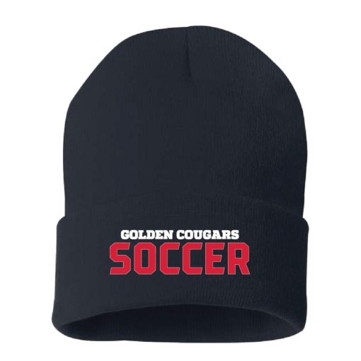 Golden Cougars Soccer - Knit Beanie - NAVY EMBROIDERED
