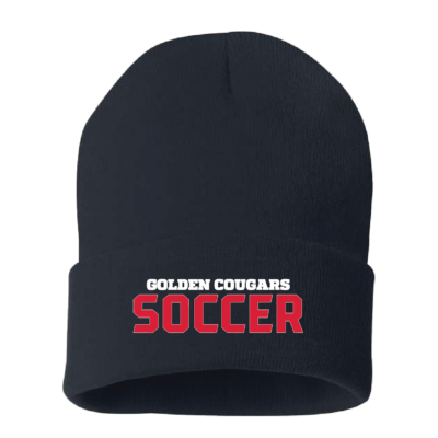 Golden Cougars Soccer – Knit Beanie – NAVY EMBROIDERED product image