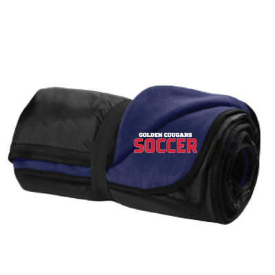 Golden Cougars Soccer Embroidered Travel Blanket – NAVY product image