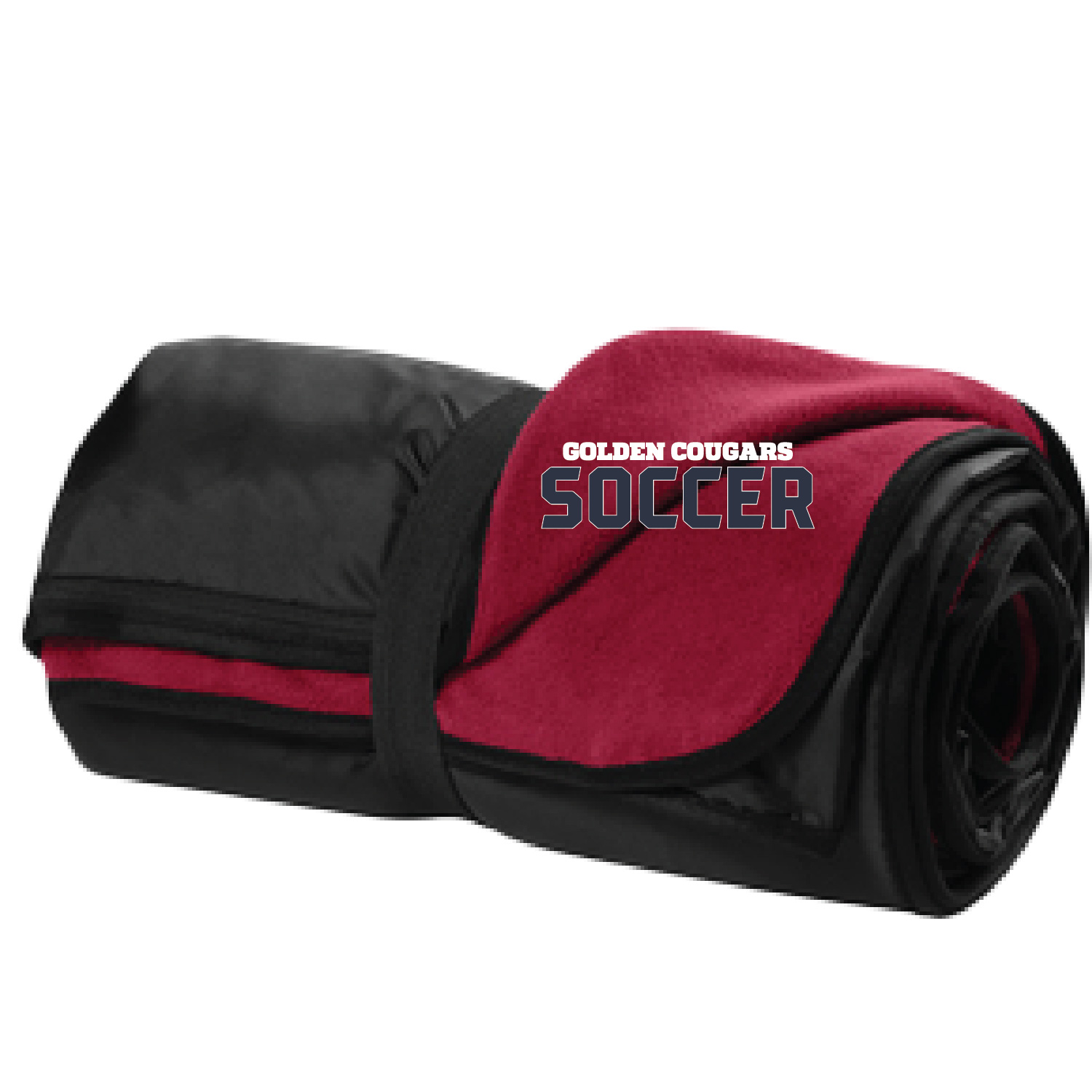 Golden Cougars Soccer Embroidered Travel Blanket – RED product image
