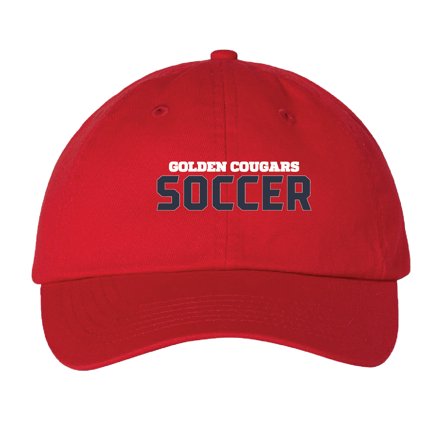 Golden Cougars Soccer Unstructured Baseball Cap – RED EMBROIDERED product image