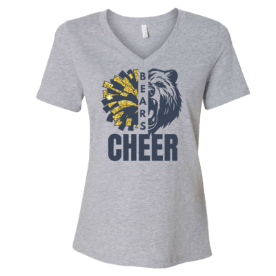 Frewsburg Football- Athletic Heather Ladies Cotton V-Neck CHEER DESIGN product image