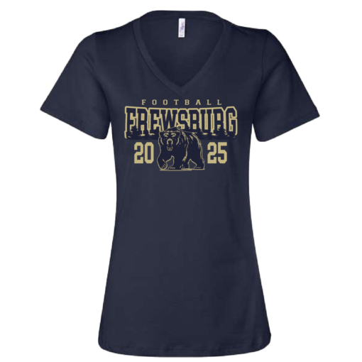 Frewsburg Football- Navy Ladies Cotton V-Neck