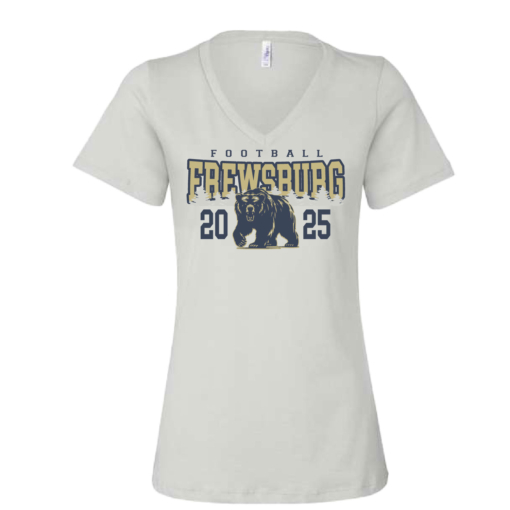 Frewsburg Football- White Ladies Cotton V-Neck