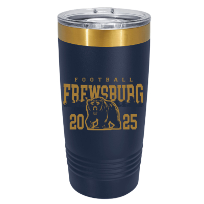 Frewsburg Football – Polar Camel 20 oz. Navy Blue/Bright Gold ION-Plated Ringneck Tumbler with Slider Lid – Engraved product image