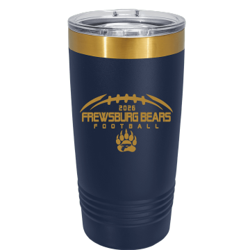 Frewsburg Football – Polar Camel 20 oz. Navy Blue/Bright Gold ION-Plated Ringneck Tumbler with Slider Lid – Engraved product image