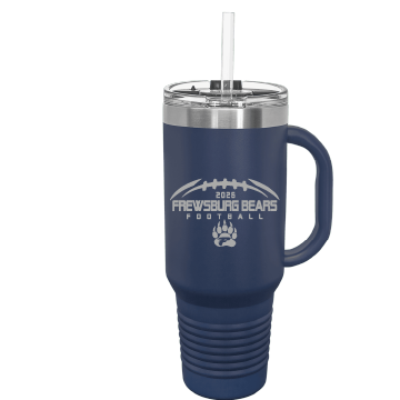 Frewsburg Football – Polar Camel 40 oz. Navy Blue Travel Mug with Handle & Straw- Engraved product image