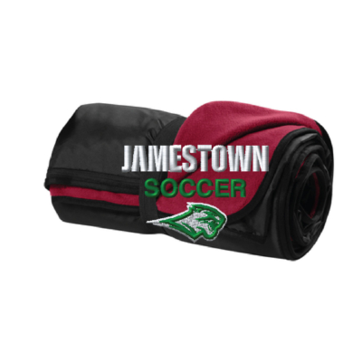 Jamestown Girls Soccer – Fleece and Poly Travel Blanket – Red EMBROIDERED product image