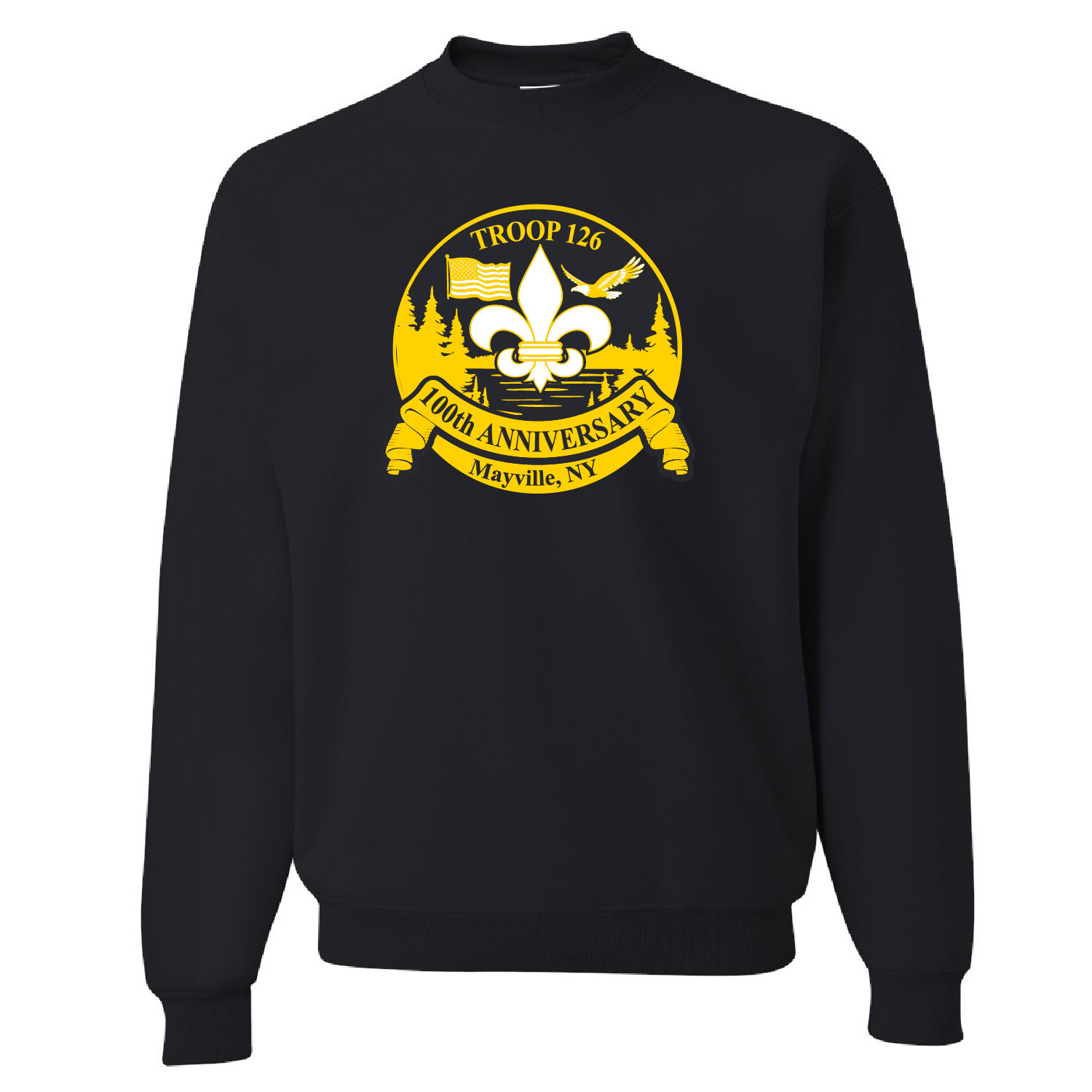Mayville Boy Scouts – Cotton Crewneck Sweatshirt – Black product image