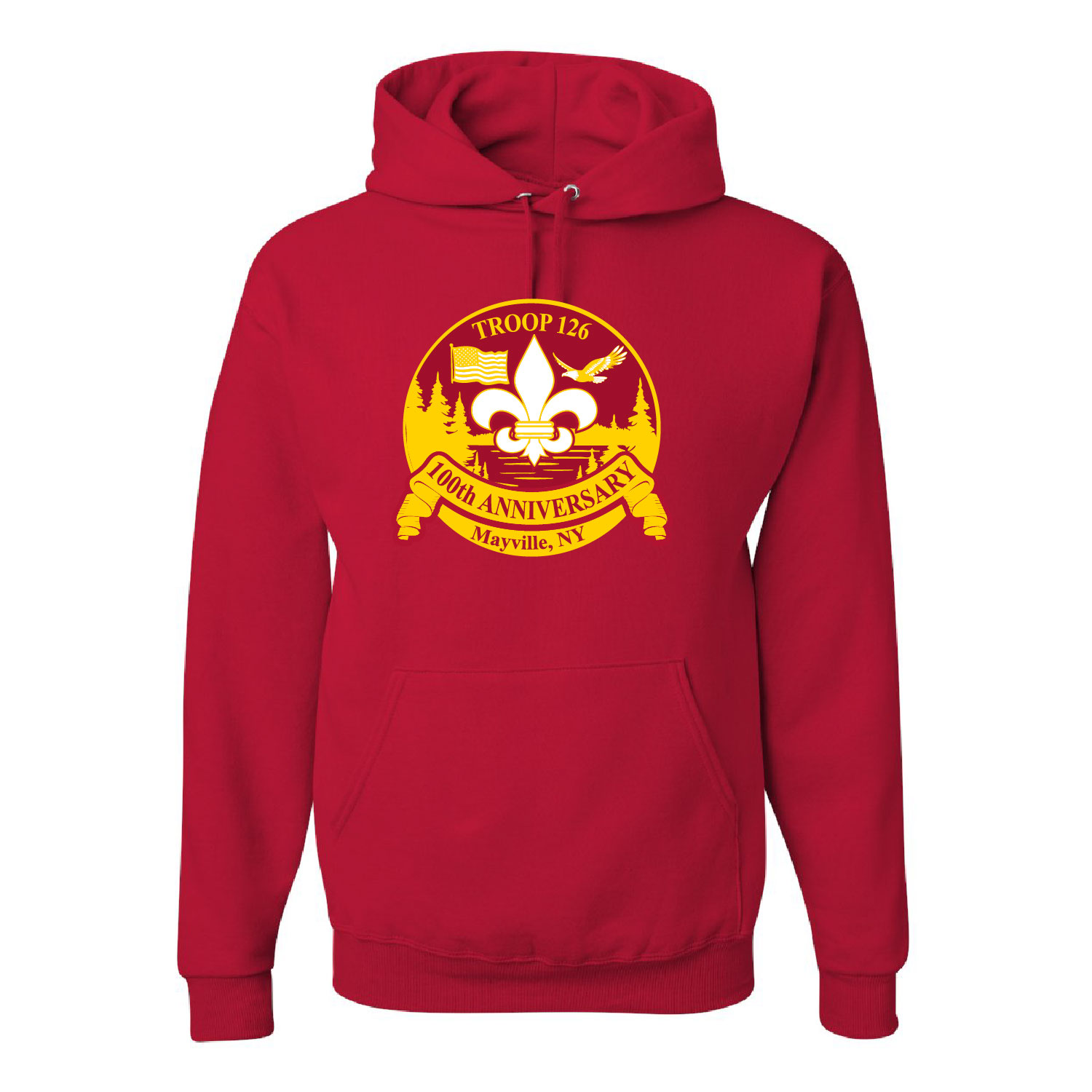 Mayville Boy Scouts – Cotton Hooded Sweatshirt – Red product image
